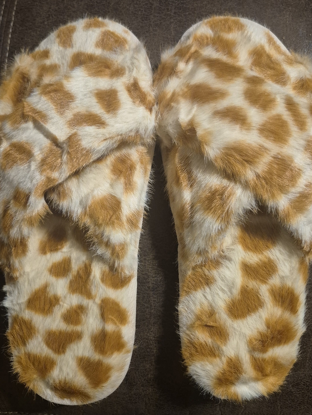 Empty Empire Faux Fur Cheetha Print Slide Sandals - Cream & Brown